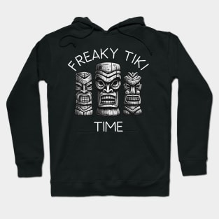 Three Tiki Statues - Freaky Tiki Time (White Lettering) Hoodie